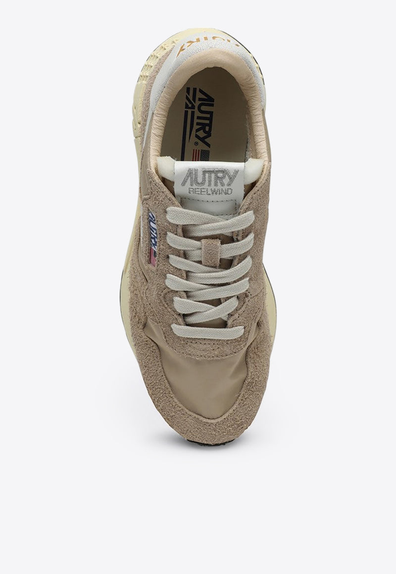 Autry Reelwind Nylon and Suede Low-Top Sneakers Beige WWLWNC08/P_AUTRY-NC08