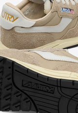 Autry Reelwind Nylon and Suede Low-Top Sneakers Beige WWLWNC08/P_AUTRY-NC08