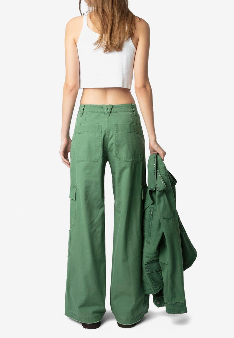 Zadig & Voltaire Parky Straight-Leg Cargo Pants Green WWPA01851_GREEN
