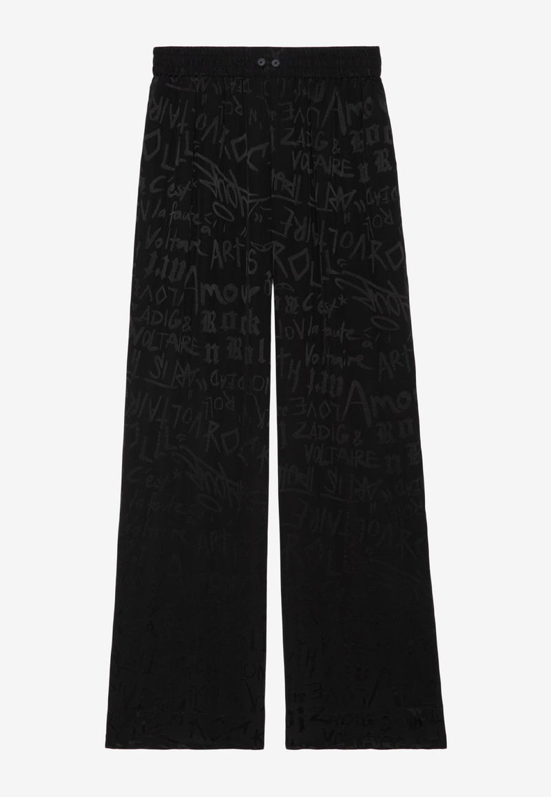 Zadig & Voltaire Pin Jacquard Silk Pants Black WWPA01852_BLACK