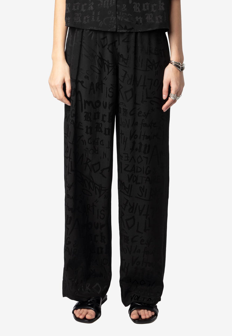 Zadig & Voltaire Pin Jacquard Silk Pants Black WWPA01852_BLACK