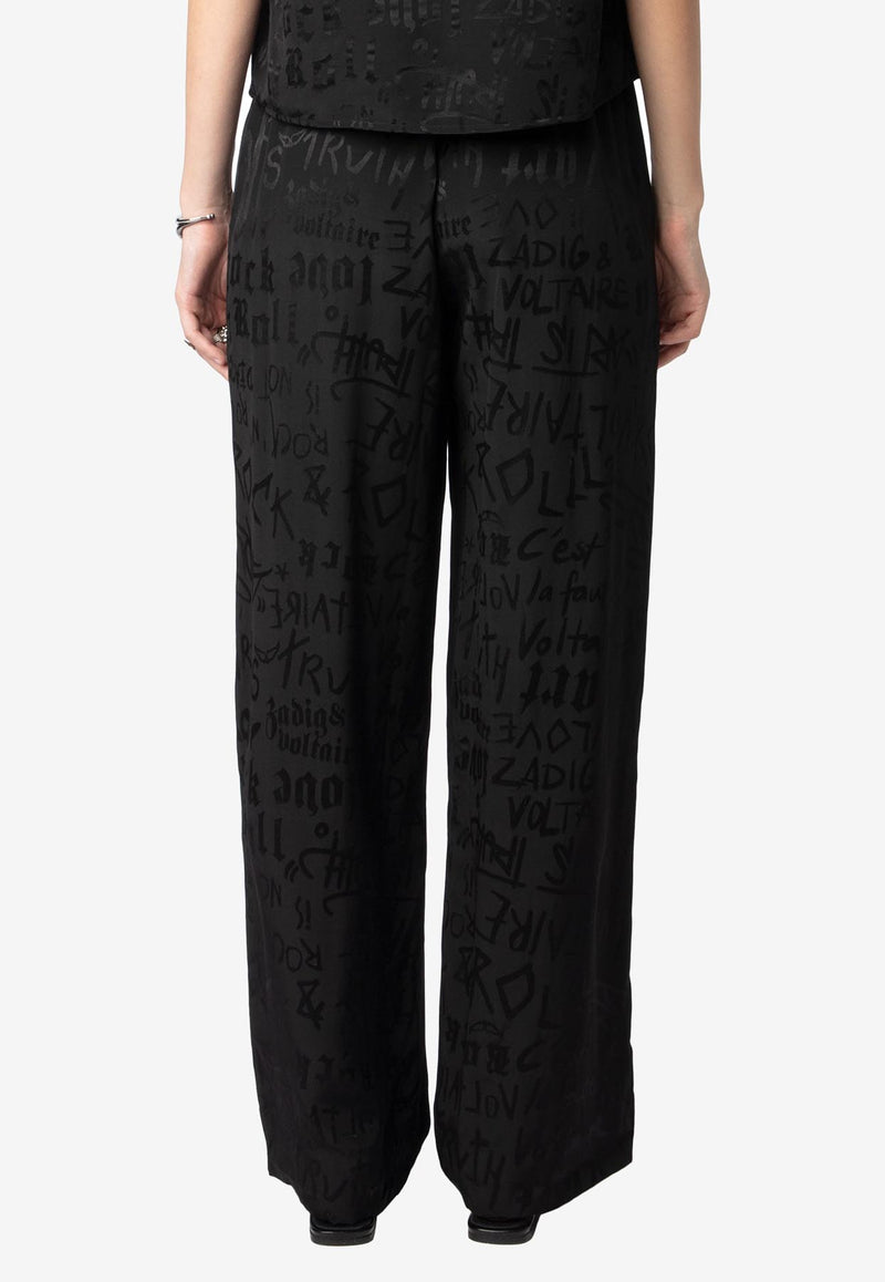 Zadig & Voltaire Pin Jacquard Silk Pants Black WWPA01852_BLACK