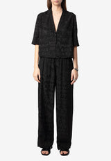 Zadig & Voltaire Pin Jacquard Silk Pants Black WWPA01852_BLACK