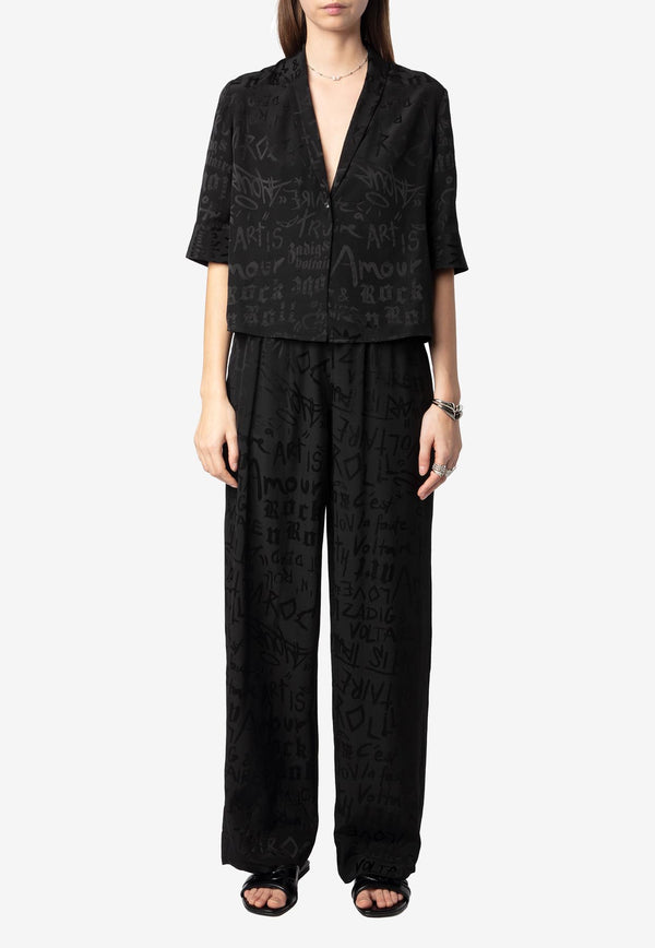 Zadig & Voltaire Pin Jacquard Silk Pants Black WWPA01852_BLACK