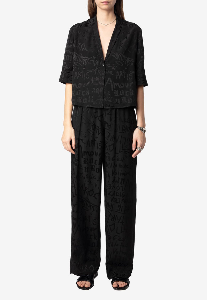 Zadig & Voltaire Pin Jacquard Silk Pants Black WWPA01852_BLACK