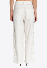 Zadig & Voltaire Elfy Straight Pants with Embroidery White WWPA01862_WHITE