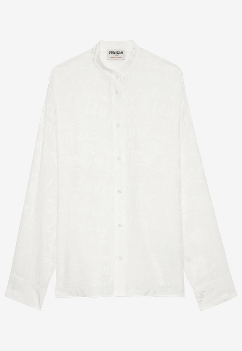 Zadig & Voltaire Truett Jacquard Silk Long-Sleeved Shirt White WWSH02173_WHITE