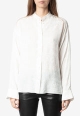 Zadig & Voltaire Truett Jacquard Silk Long-Sleeved Shirt White WWSH02173_WHITE