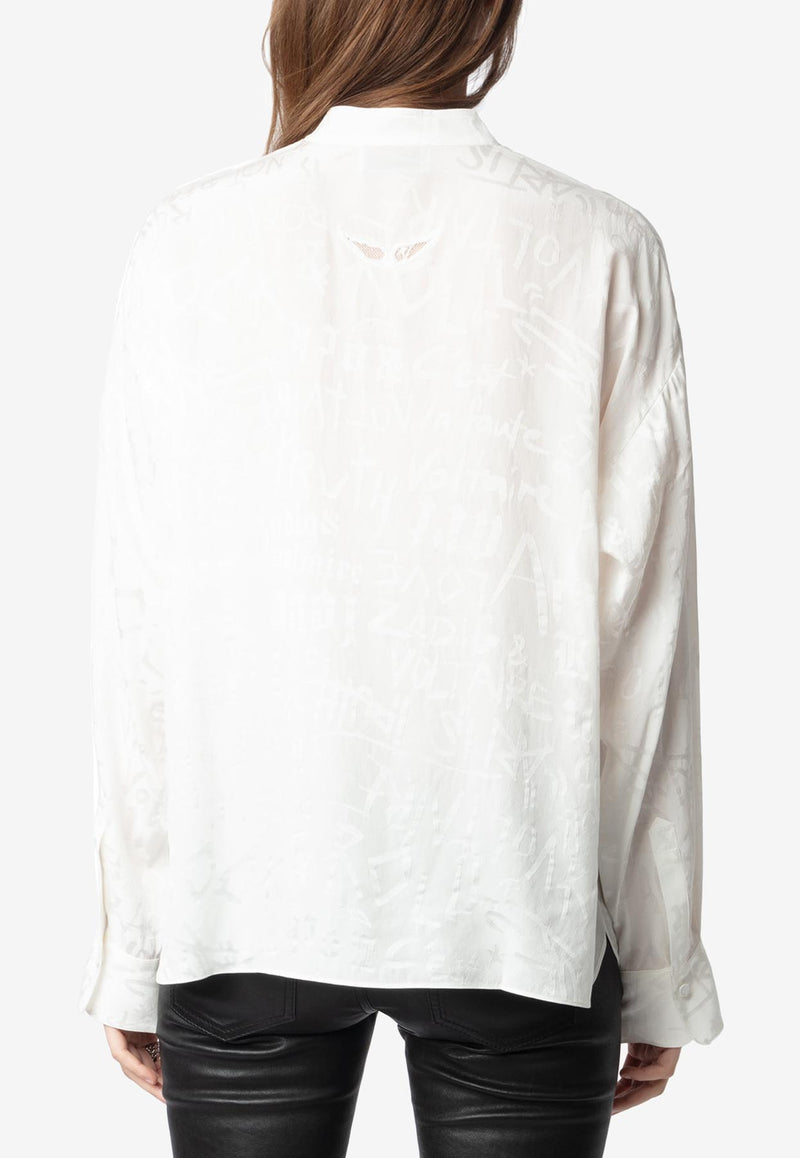 Zadig & Voltaire Truett Jacquard Silk Long-Sleeved Shirt White WWSH02173_WHITE