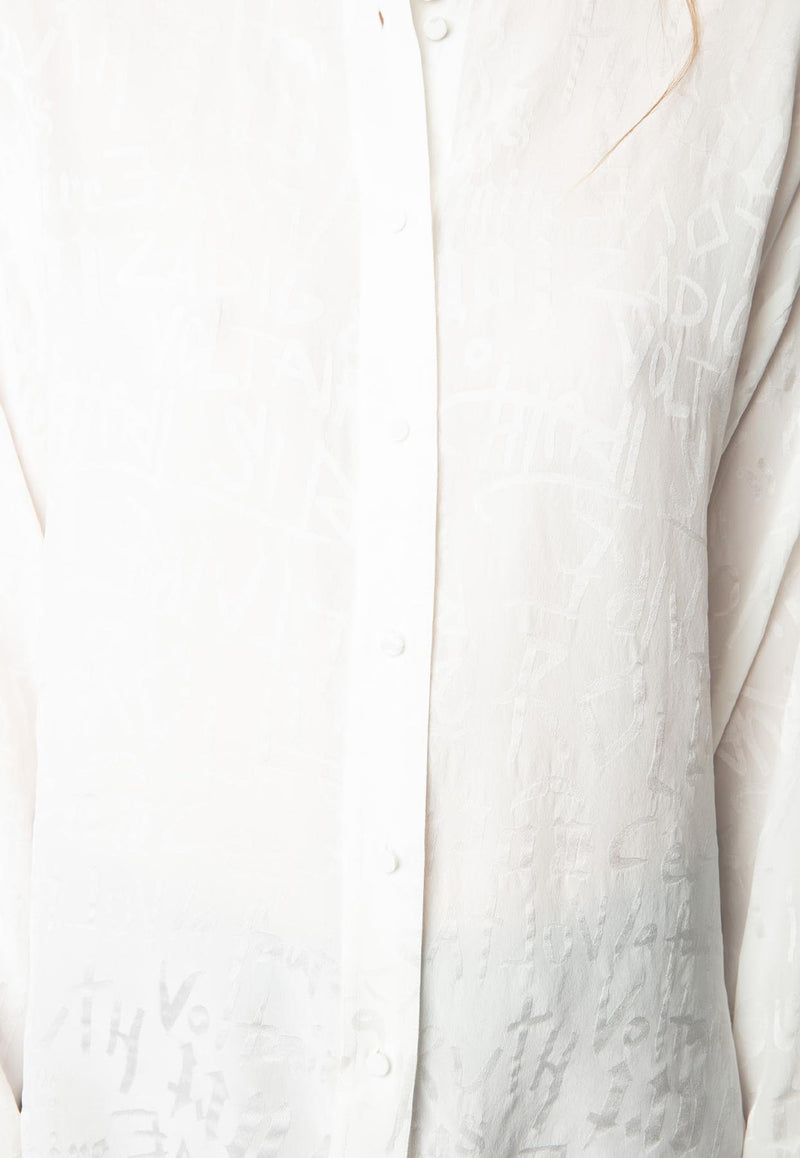 Zadig & Voltaire Truett Jacquard Silk Long-Sleeved Shirt White WWSH02173_WHITE