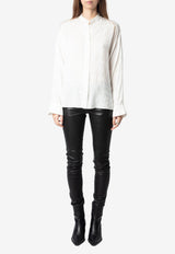 Zadig & Voltaire Truett Jacquard Silk Long-Sleeved Shirt White WWSH02173_WHITE