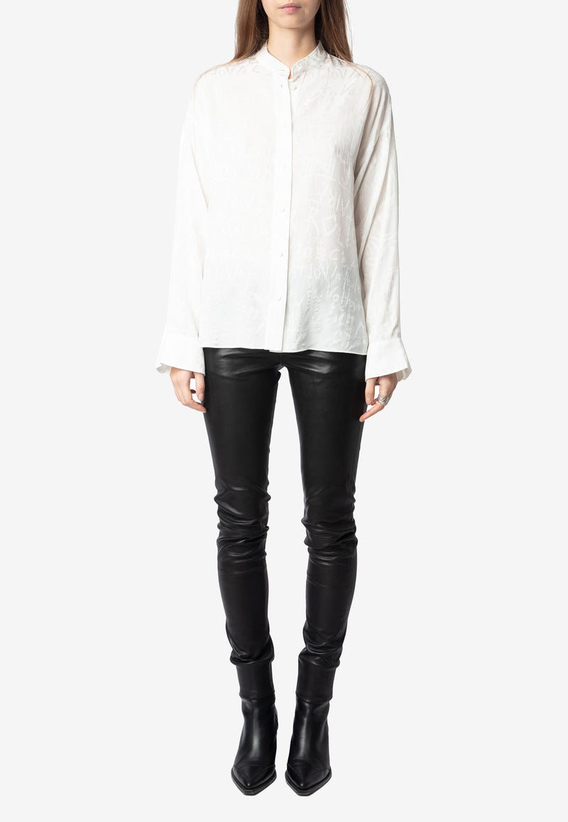 Zadig & Voltaire Truett Jacquard Silk Long-Sleeved Shirt White WWSH02173_WHITE