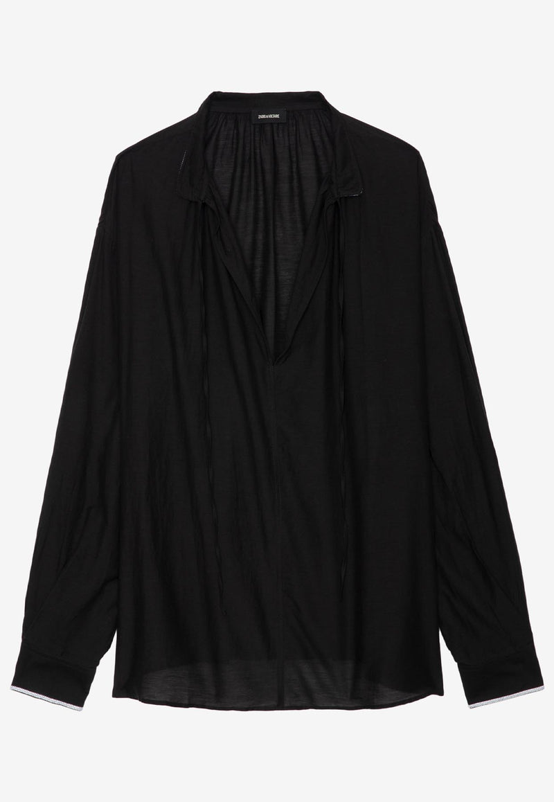 Zadig & Voltaire Troene Oversized Tomboy Blouse Black WWSH02206_BLACK