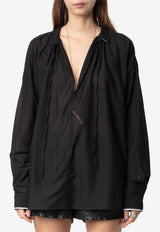 Zadig & Voltaire Troene Oversized Tomboy Blouse Black WWSH02206_BLACK