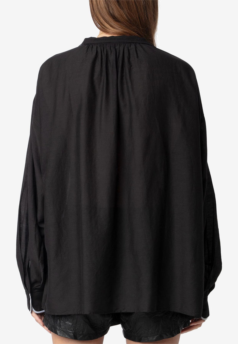 Zadig & Voltaire Troene Oversized Tomboy Blouse Black WWSH02206_BLACK