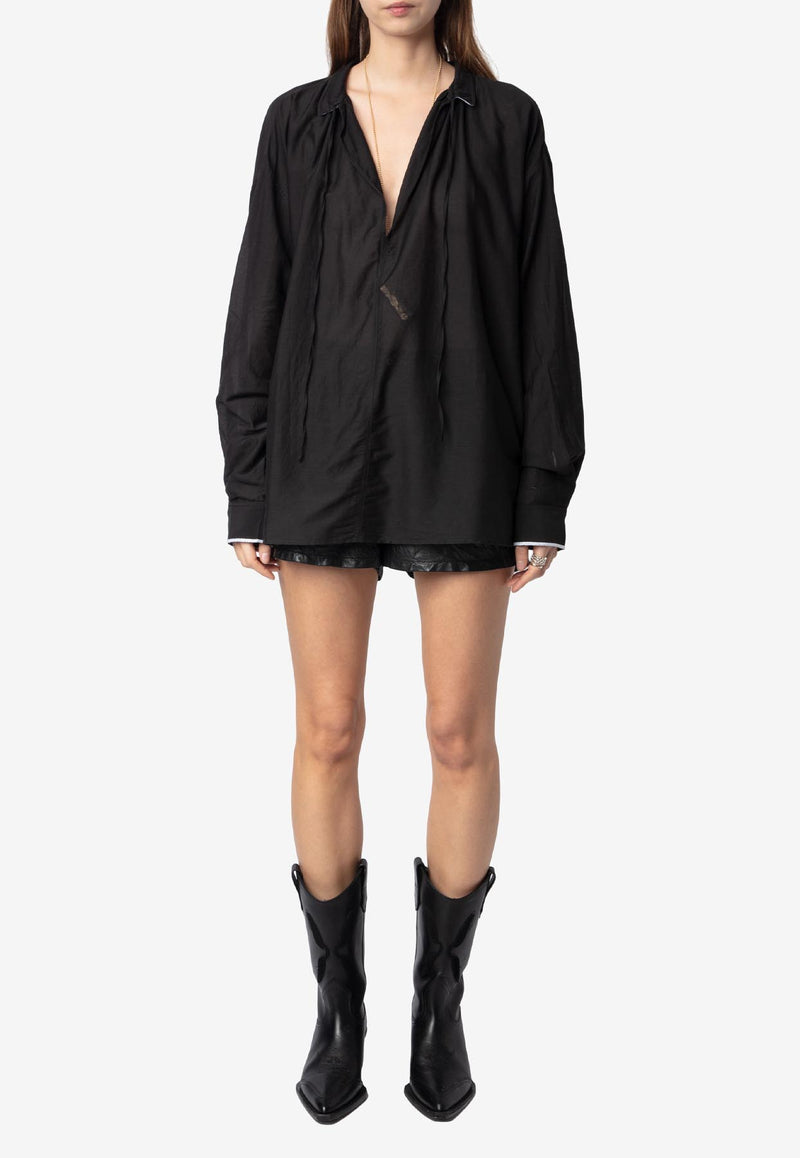 Zadig & Voltaire Troene Oversized Tomboy Blouse Black WWSH02206_BLACK