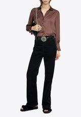 Zadig & Voltaire Thely Long-Sleeved Satin Shirt Burgundy WWSH02226_BURGUNDY