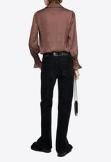 Zadig & Voltaire Thely Long-Sleeved Satin Shirt Burgundy WWSH02226_BURGUNDY