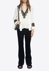 Zadig & Voltaire Tuan Silk Blouse with Lace-Insert White WWSH02236_WHITE BLAC