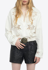 Zadig & Voltaire Morning Linen Shirt with Embroidery White WWSH02254_WHITE
