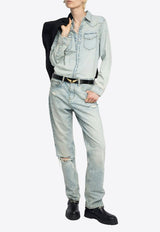 Zadig & Voltaire Saby Washed Denim Shirt Light Blue WWSH02275_LIGHT BLUE