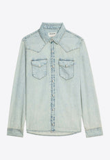 Zadig & Voltaire Saby Washed Denim Shirt Light Blue WWSH02275_LIGHT BLUE