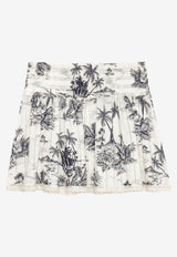 Zadig & Voltaire Jocky Tropical Island Print Mini Skirt Ecru WWSK01604_ECRU