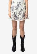 Zadig & Voltaire Jocky Tropical Island Print Mini Skirt Ecru WWSK01604_ECRU