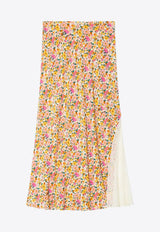 Zadig & Voltaire Jayla Floral Print Midi Skirt Multicolor WWSK01624_ECRU