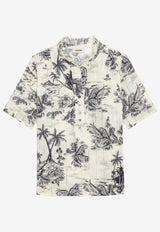 Zadig & Voltaire Topher Tropical Island Print Top Ecru WWTO01980_ECRU