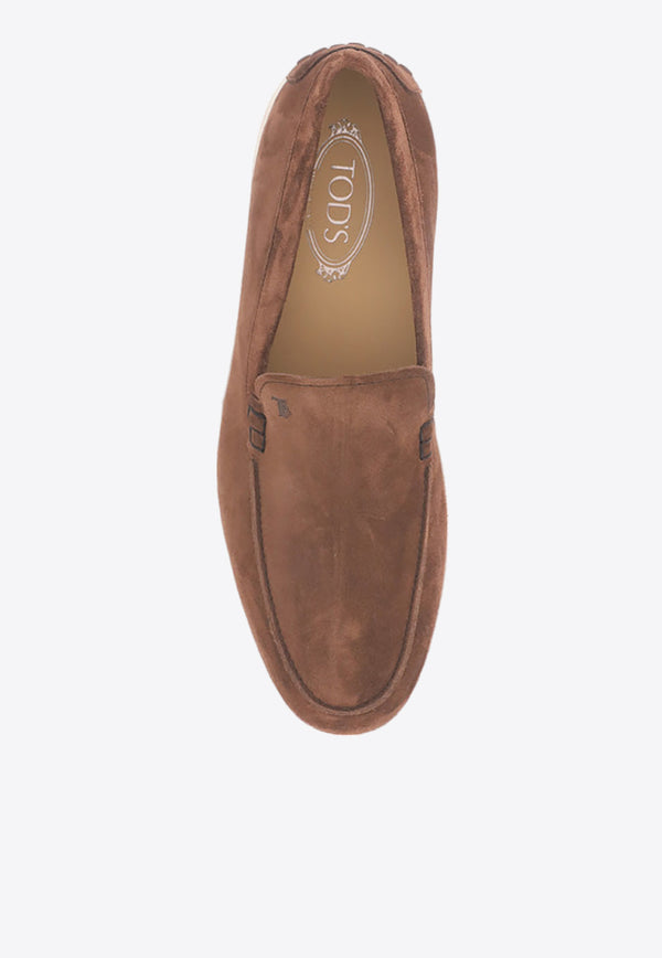 Tod's Jute-Trimmed Suede Loafers Brown XXM59K00040_M8W_S610