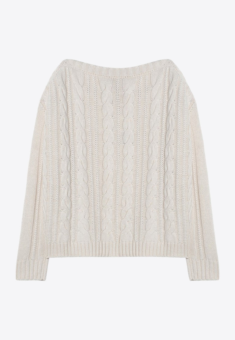 SEMICOUTURE Micol Cable Knit Cashmere-Blend Sweater White Y4WE12WS/P_SEMI-A05-1