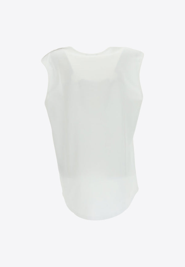 Balmain Logo Print Sleeveless T-shirt White YF1EB015BB02_000_GAB