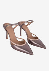 Malone Souliers Yola 90 Metallic Leather Mules Taupe YOLA 90-6 TAUPE/BLUSH