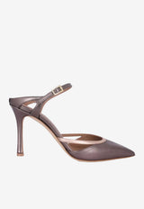 Malone Souliers Yola 90 Metallic Leather Mules Taupe YOLA 90-6 TAUPE/BLUSH