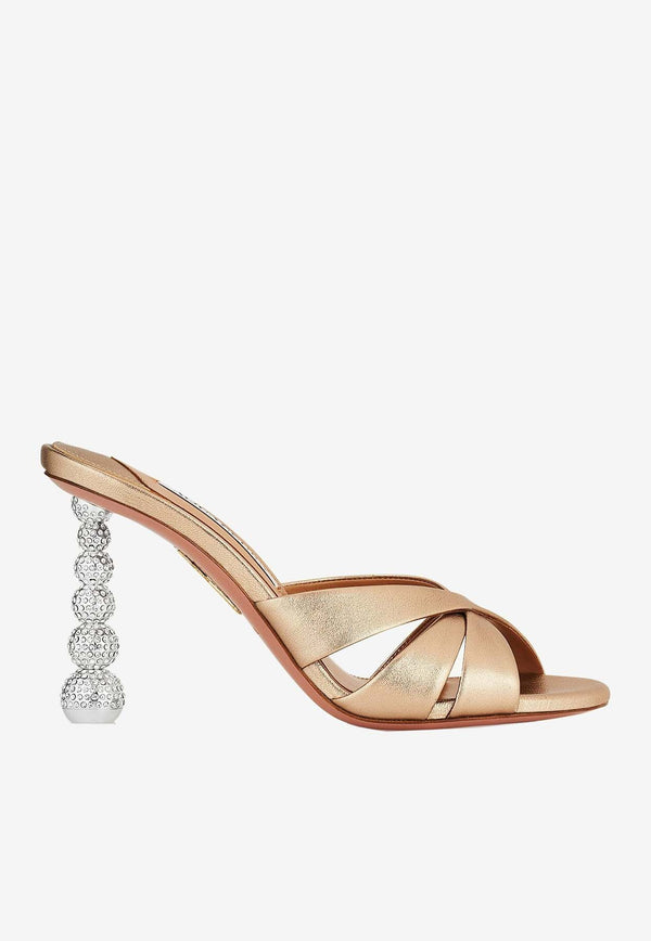 Aquazzura Yes Baby 95 Crystal-Embellished Mules YSBHIGM0-WNALCO LIGHT COPPER