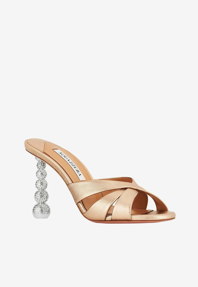 Aquazzura Yes Baby 95 Crystal-Embellished Mules YSBHIGM0-WNALCO LIGHT COPPER