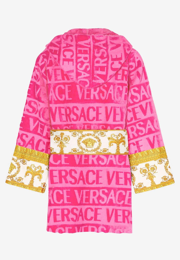 Versace All-Over Logo Short Bathrobe ZACJ00019 ZCOSP052 Z4584 Pink