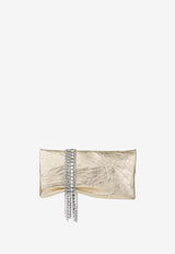 Jimmy Choo Zandra Crystal-Embellished Clutch in Metallic Leather ZANDRA BYN LIGHT PLATINUM/SILVER Platinum