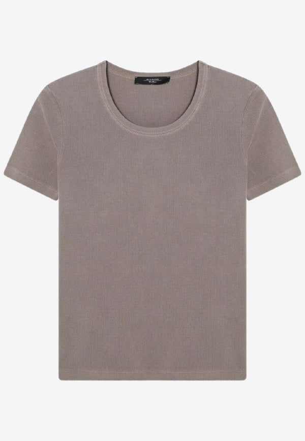 Weekend Max Mara Zanora Scoop-Neck Ribbed T-shirt Taupe ZANORACO/R_MAXMW-004