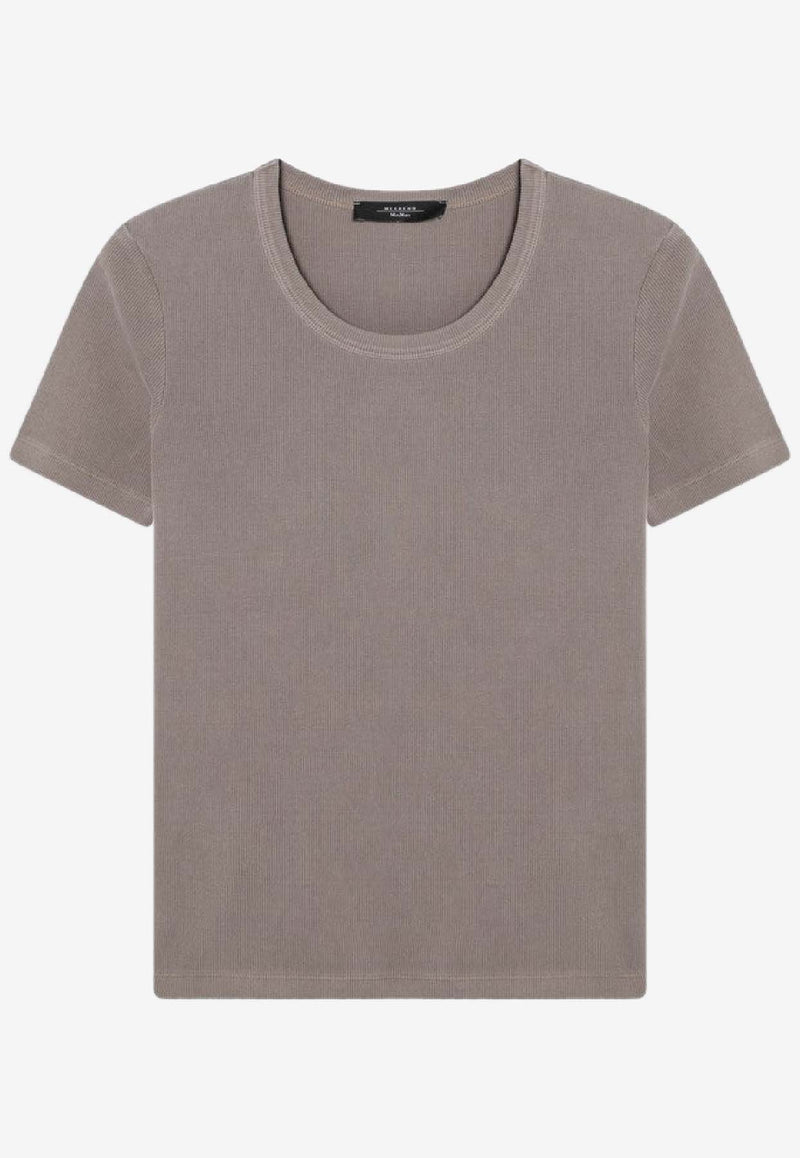 Weekend Max Mara Zanora Scoop-Neck Ribbed T-shirt Taupe ZANORACO/R_MAXMW-004