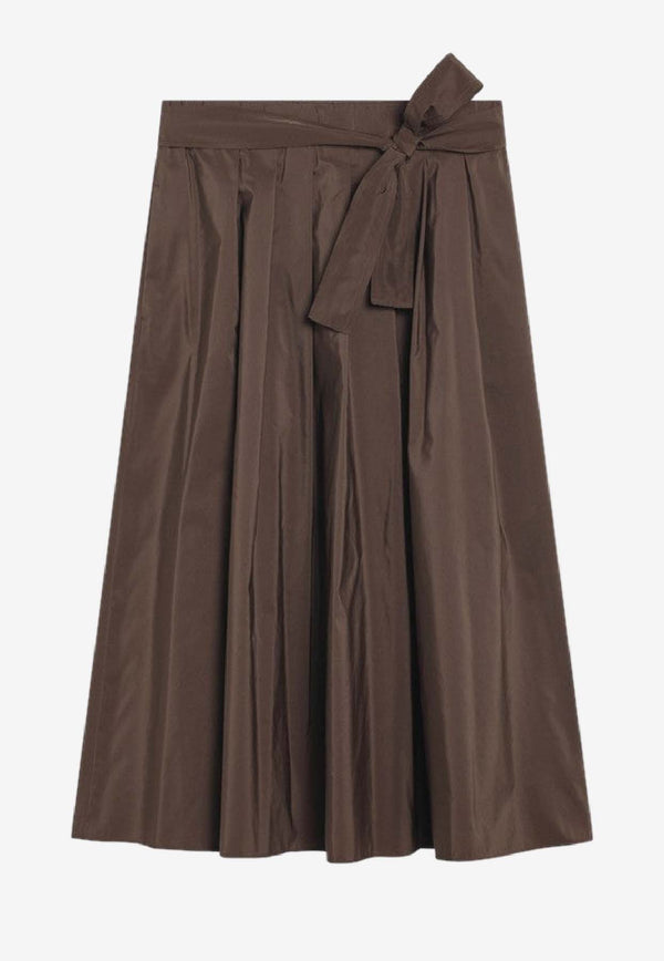 Weekend Max Mara Zarda Taffeta Flared Midi Skirt Chocolate ZARDACO/R_MAXMW-019