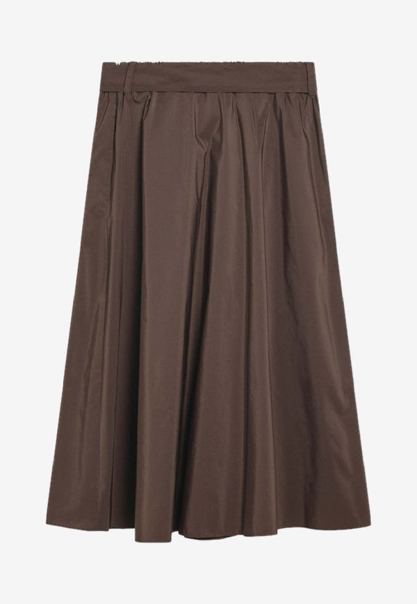 Weekend Max Mara Zarda Taffeta Flared Midi Skirt Chocolate ZARDACO/R_MAXMW-019