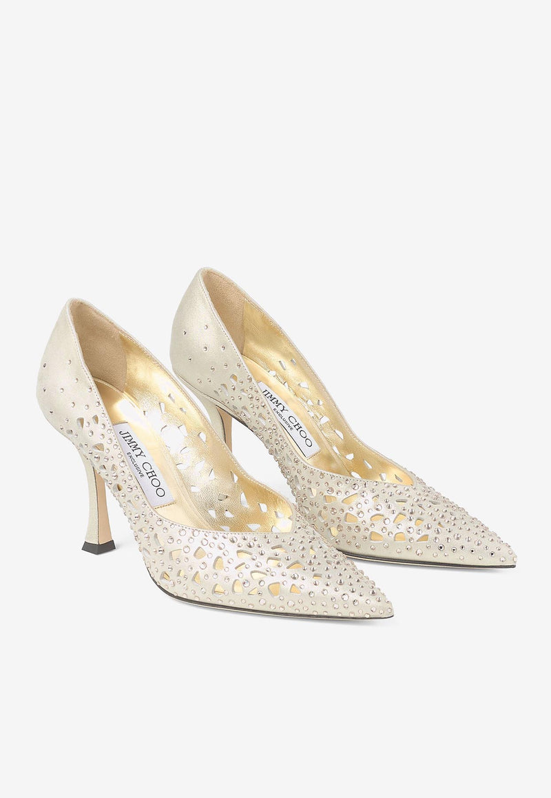 Jimmy Choo Ziri 90 Openwork Shimmer Suede Pumps ZIRI 90 QIQ GOLD