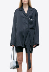 LOW CLASSIC Wrap-Style Satin Shirt Black LW251BL02BK_BLACK