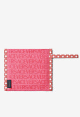 Versace Logo Jacquard Towel Pouch Bag Pink ZTRUBIG01 1A08216 6P790