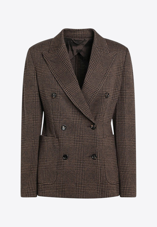 Max Mara Zulma Prince of Wales Double-Breasted Blazer Brown ZULMACO/R_MAXM-001