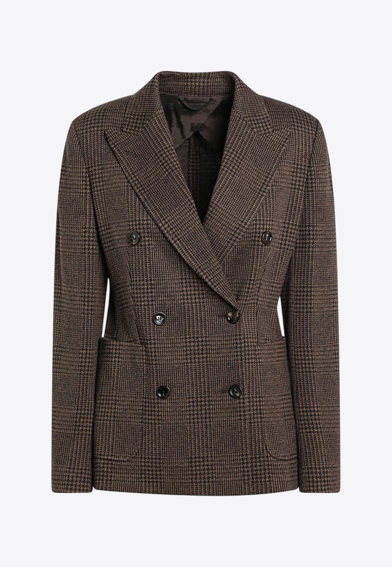 Max Mara Zulma Prince of Wales Double-Breasted Blazer Brown ZULMACO/R_MAXM-001