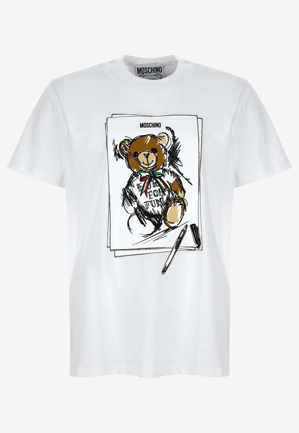 Moschino Teddy Bear Logo T-shirt ZV071452411001 1001 White