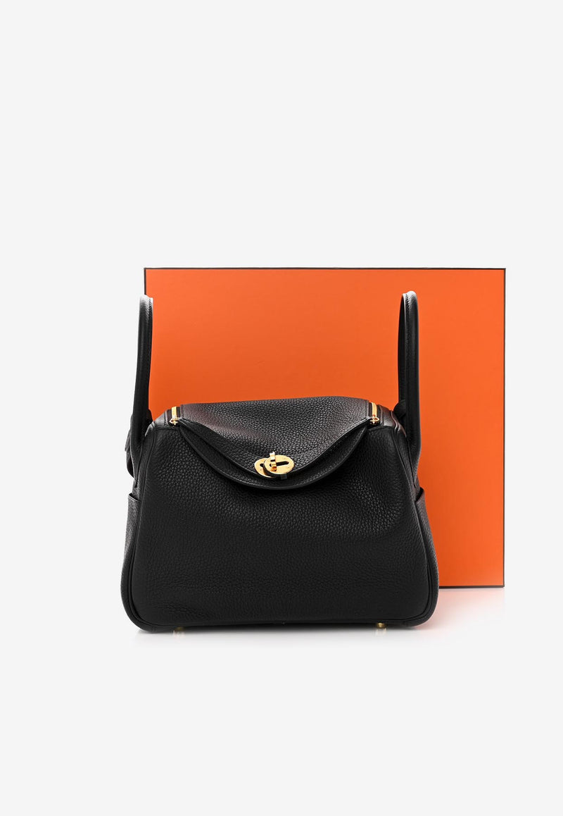 Hermès Lindy 26 in Black Taurillon Clemence  with Gold Hardware